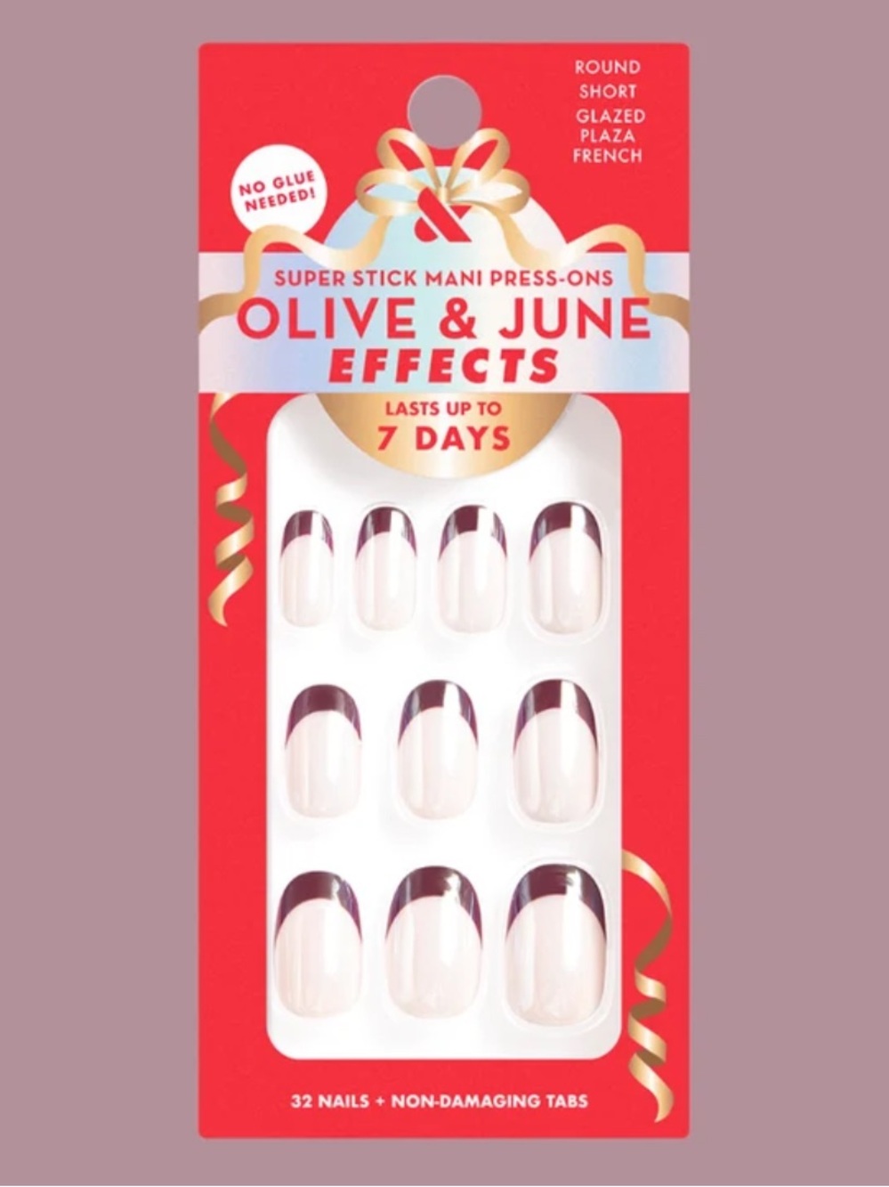 Olive and June Super Stick Mani Press On Nails in Glazed Plaza French